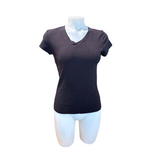 Women's Andrew Scott Black V-Neck T-Shirt Size L EUC